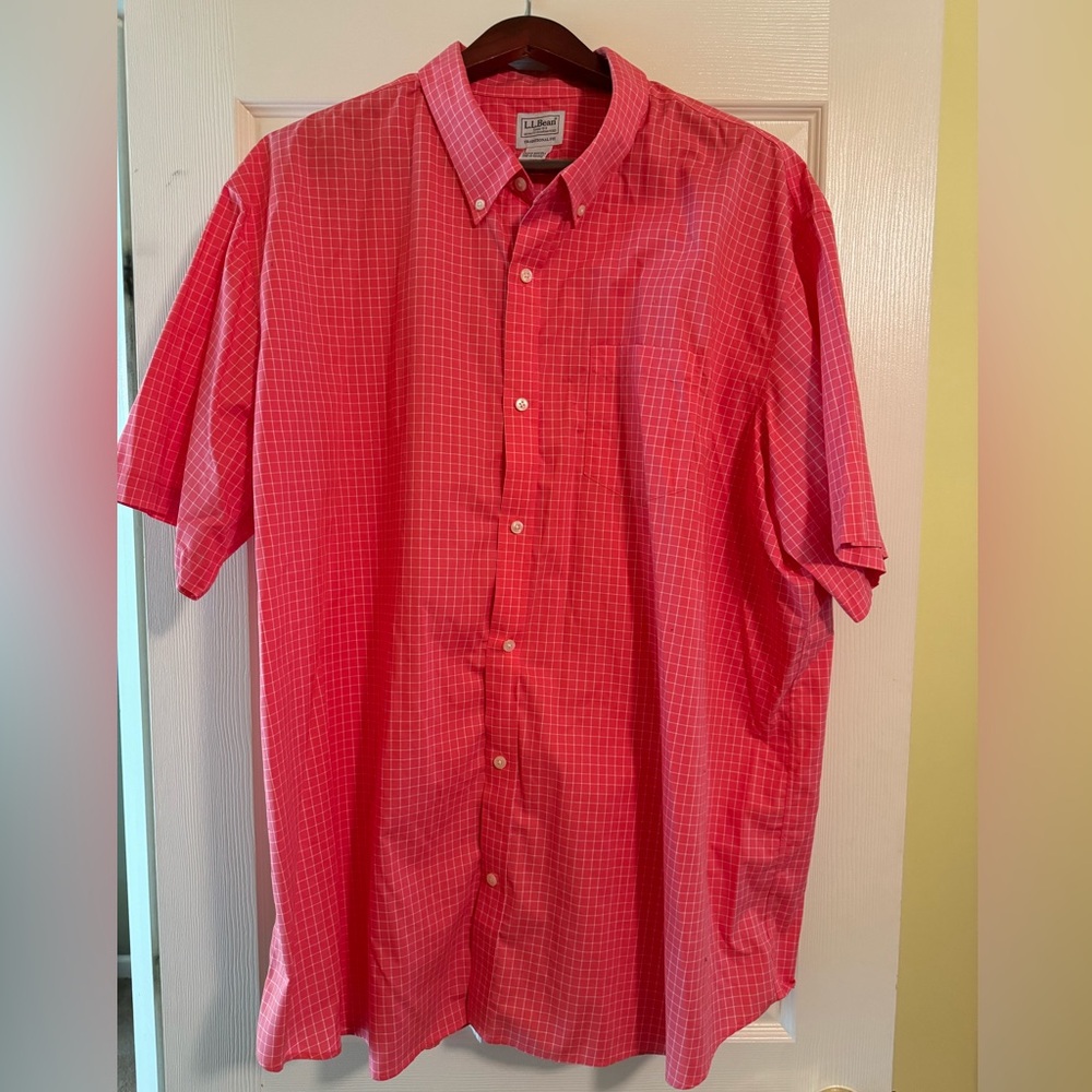 L.L. Bean Traditional Fit Short Sleeve Coral Sportshirt 3XL